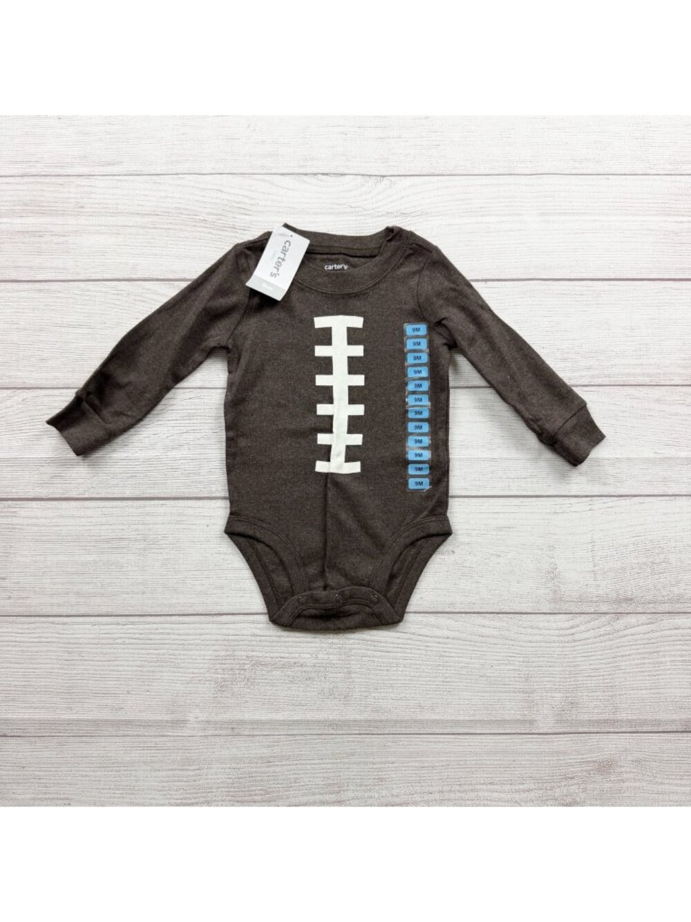 Carter's Baby Long Sleeve Football Graphic Bodysuit Brown NWT 6-9 Months
